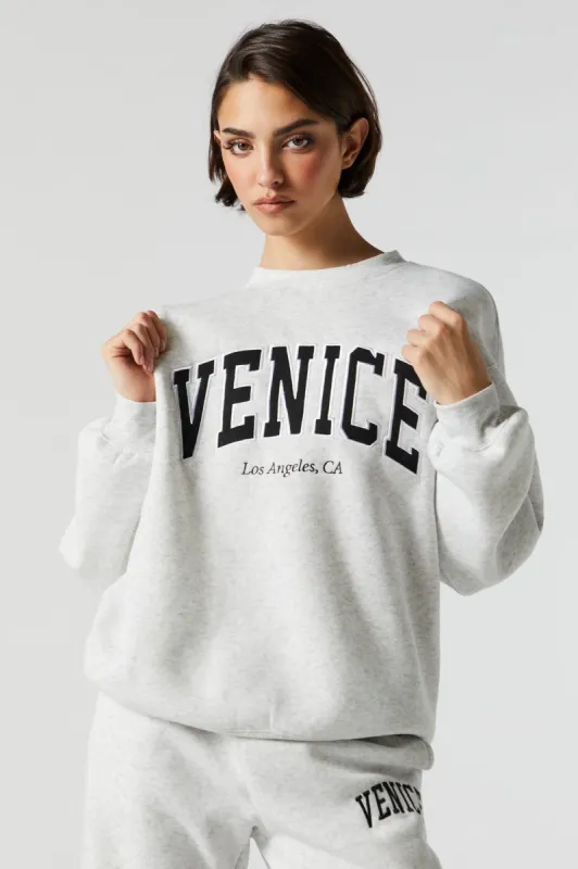Chenille Embroidered Venice Fleece Sweatshirt sold by Charlotte Russe