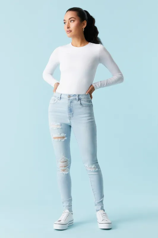 Refuge Miami Distressed Light Wash Skinny Jean sold by Charlotte Russe