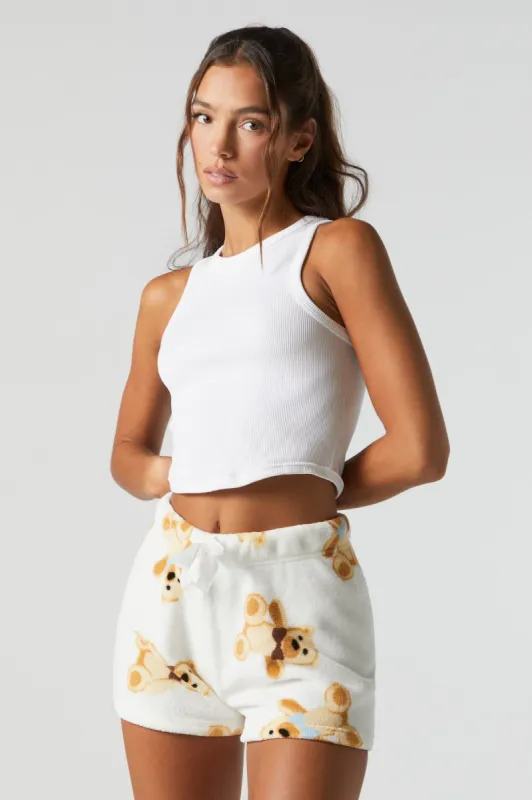 Teddy Print Plush Pajama Short sold by Charlotte Russe