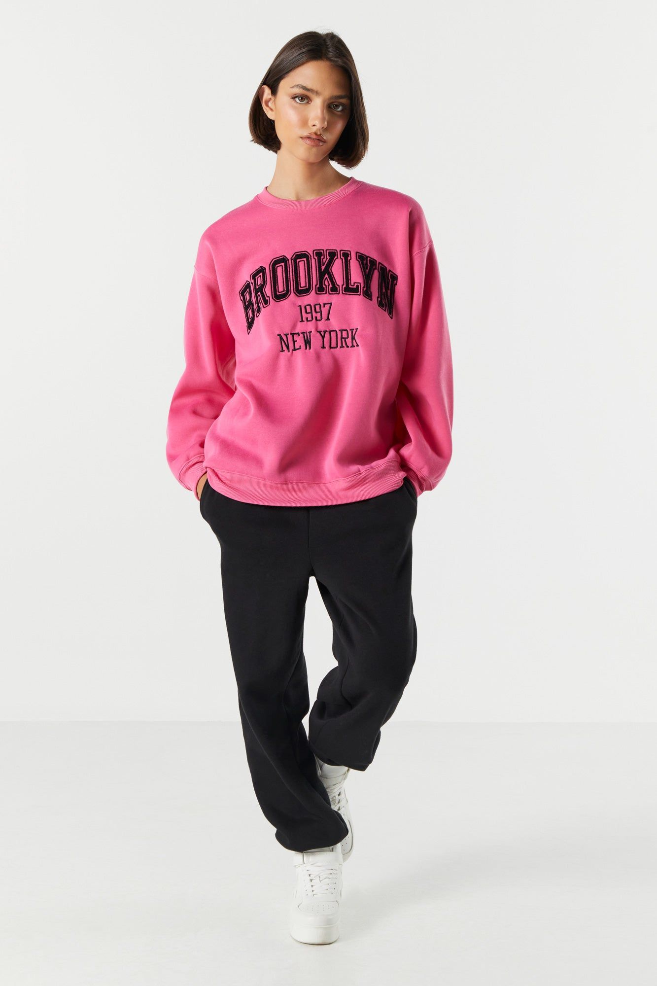 Fleece Brooklyn Graphic Sweatshirt sold by Charlotte Russe product image thumbnail 3