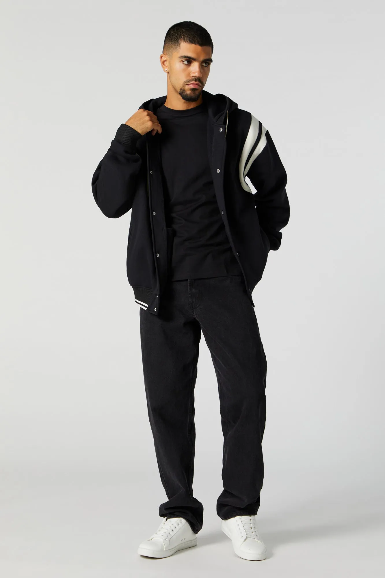 Black Fleece Bomber Jacket sold by Charlotte Russe product image thumbnail 3