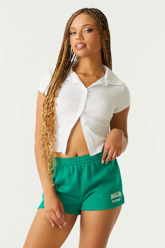 Malibu Graphic Fleece Short sold by Charlotte Russe