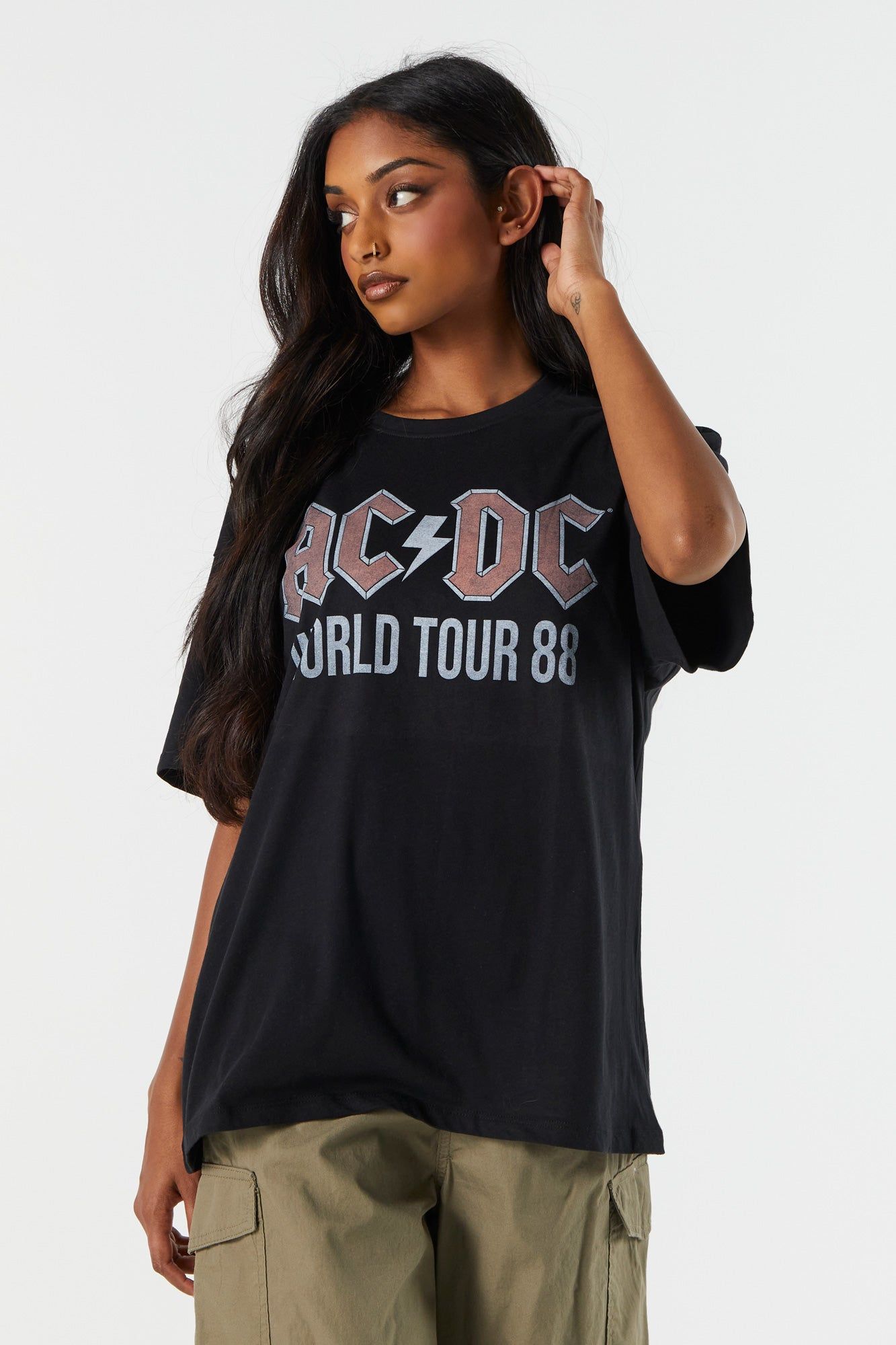 ACDC Graphic Boyfriend T-Shirt sold by Charlotte Russe