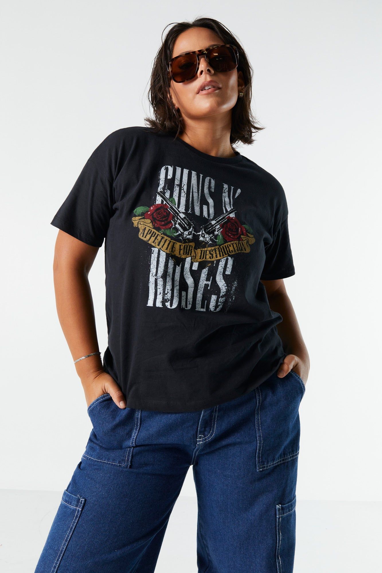 Guns n Roses Graphic Boyfriend T-Shirt sold by Charlotte Russe