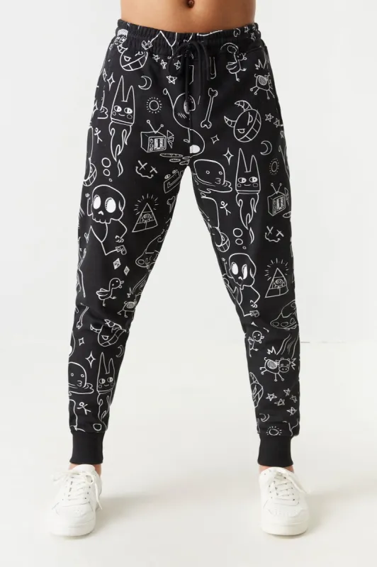 Cartoon Doodles Print Jogger sold by Charlotte Russe