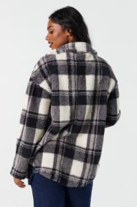 Plush Plaid Shacket sold by Charlotte Russe
