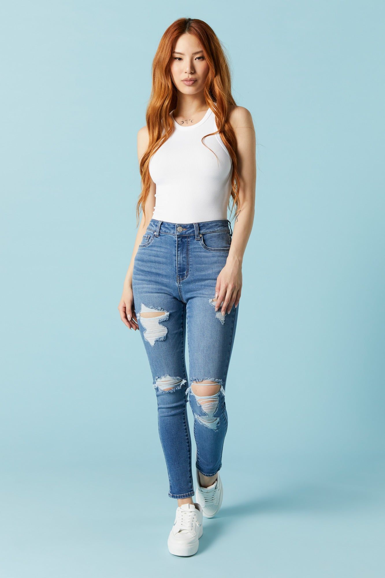 Miami Distressed Medium Wash Skinny Jean sold by Charlotte Russe
