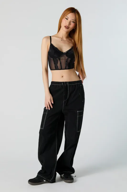Black Parachute Cargo Pant sold by Charlotte Russe