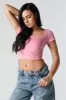 Double Layered Square Neck Cropped T-Shirt sold by Charlotte Russe
