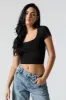 Double Layered Square Neck Cropped T-Shirt sold by Charlotte Russe