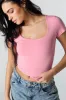 Double Layered Square Neck Cropped T-Shirt sold by Charlotte Russe