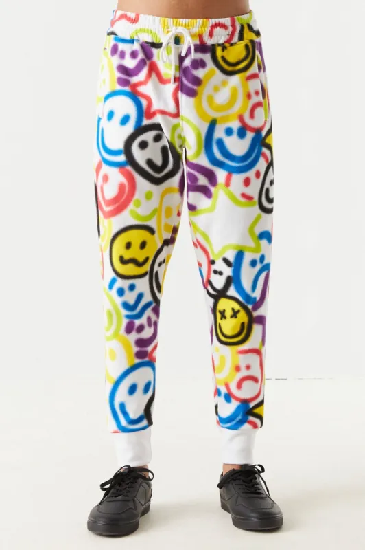 Spray Paint Smiley Print Jogger sold by Charlotte Russe