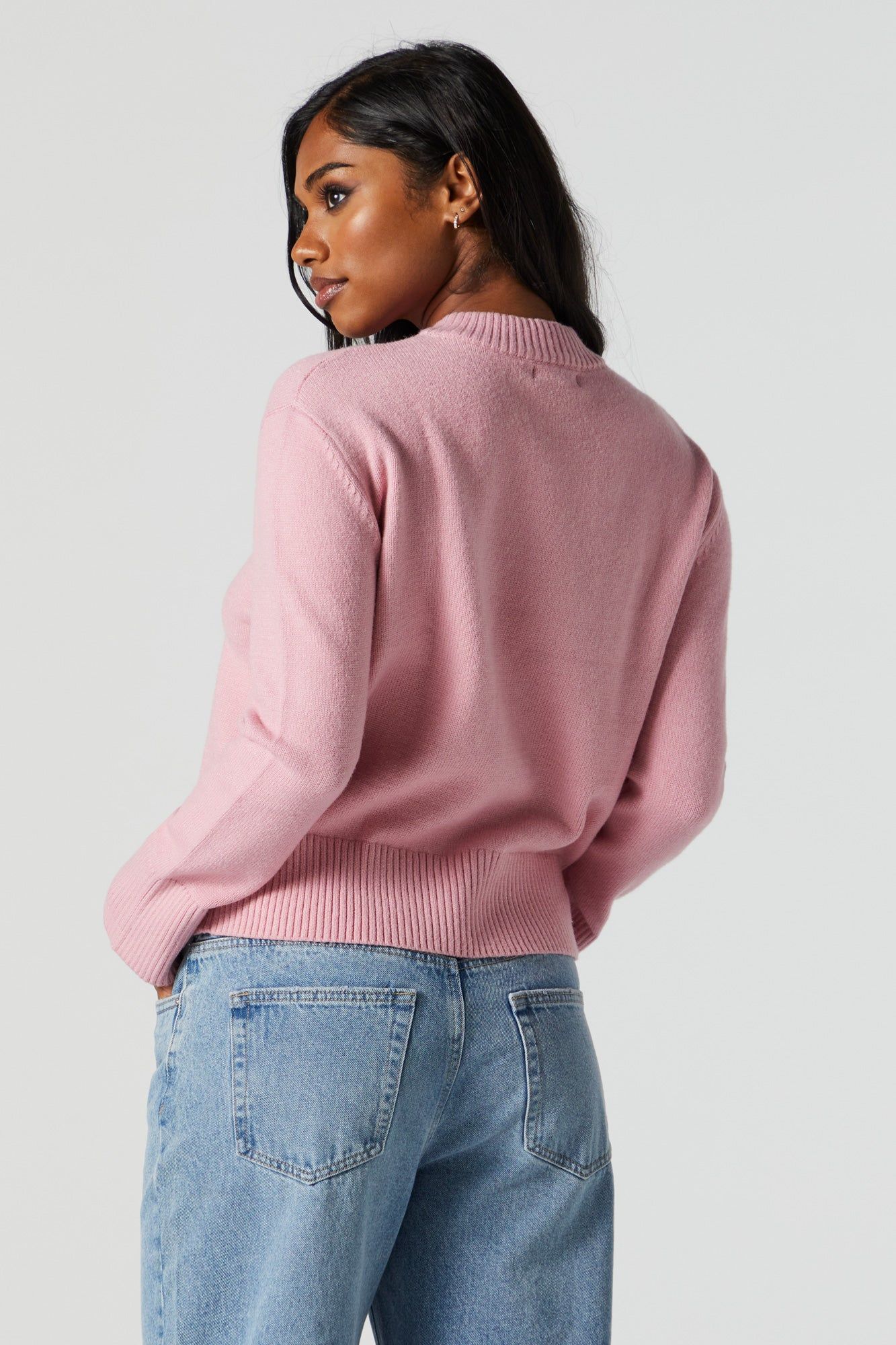 Oversized Cropped Crewneck Sweater sold by Charlotte Russe product image thumbnail 5