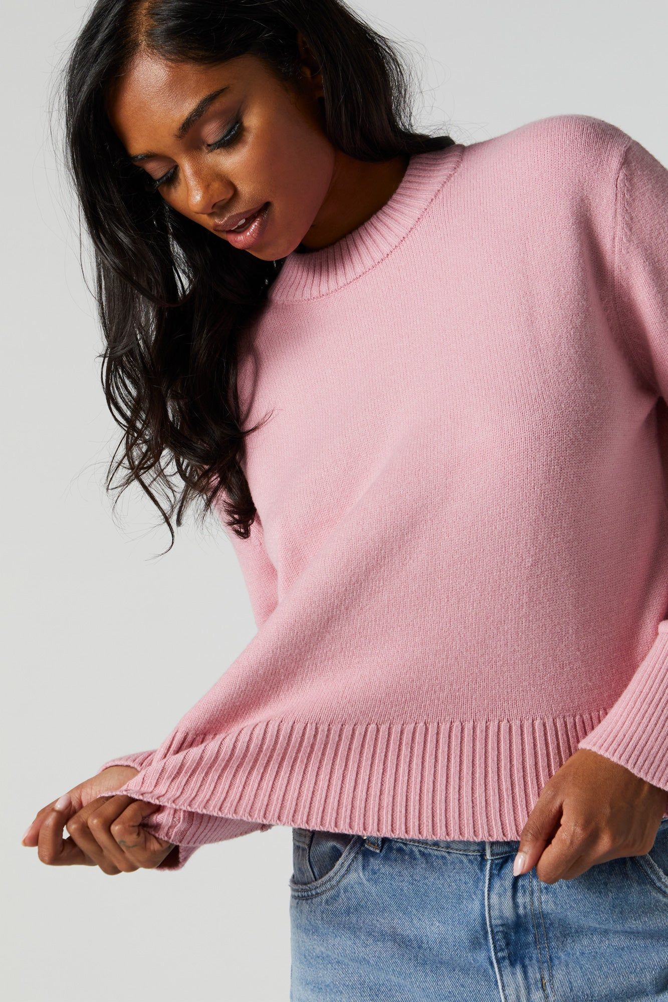 Oversized Cropped Crewneck Sweater sold by Charlotte Russe