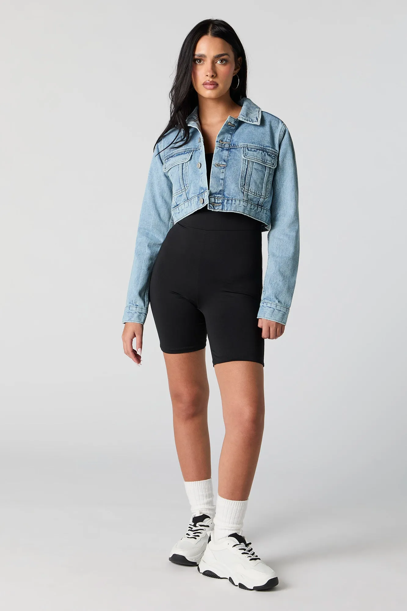 Ultra Cropped Denim Jacket sold by Charlotte Russe product image thumbnail 3