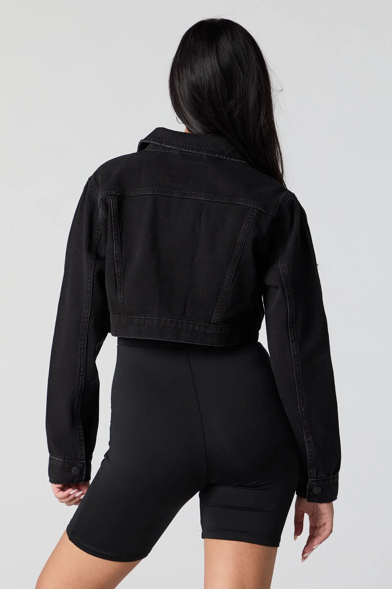 Ultra Cropped Denim Jacket sold by Charlotte Russe product image thumbnail 5