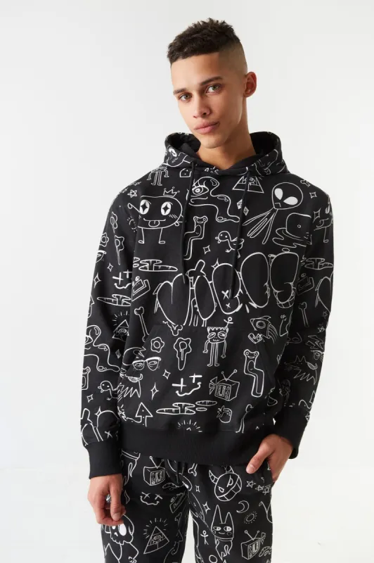 Cartoon Doodles Print Hoodie sold by Charlotte Russe