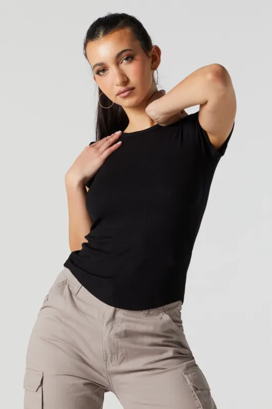 Ribbed Crewneck T-Shirt sold by Charlotte Russe