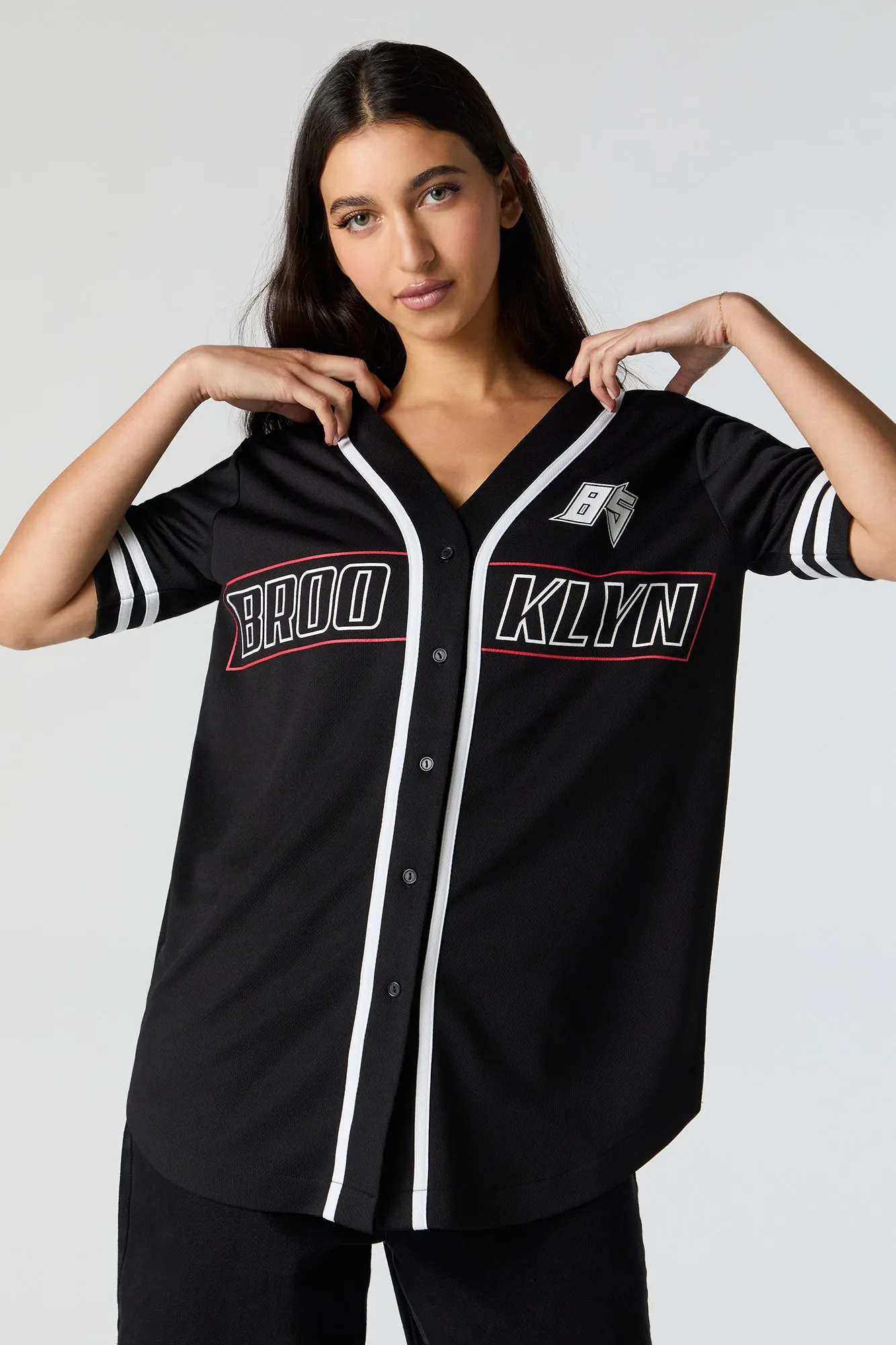 Graphic Mesh Baseball Jersey sold by Charlotte Russe product image thumbnail 4