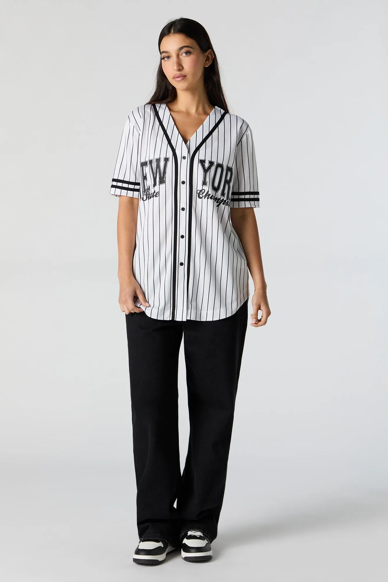 Graphic Mesh Baseball Jersey sold by Charlotte Russe product image thumbnail 3