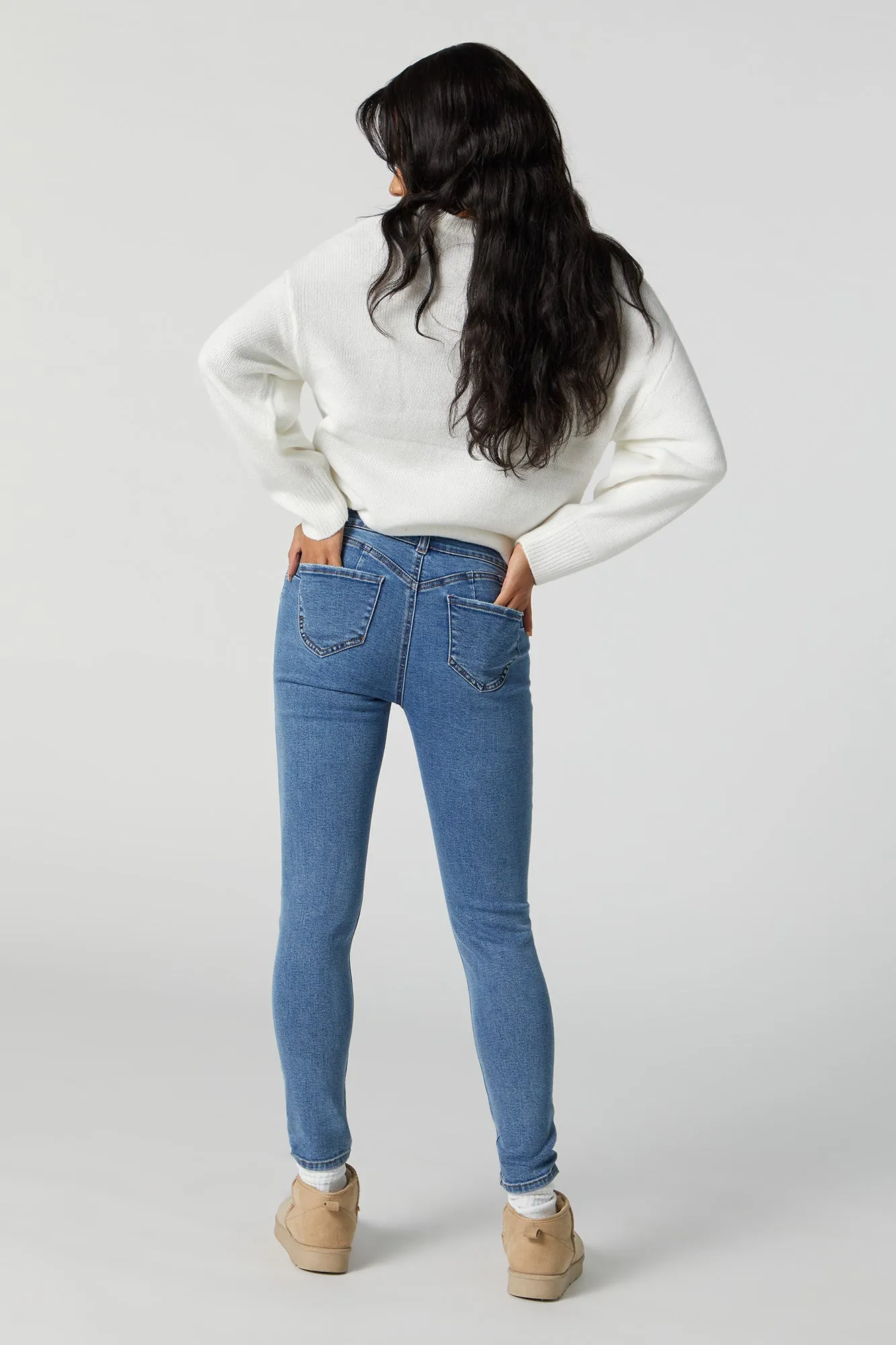 Ibiza Medium Wash Push Up Skinny Jean sold by Charlotte Russe product image thumbnail 3