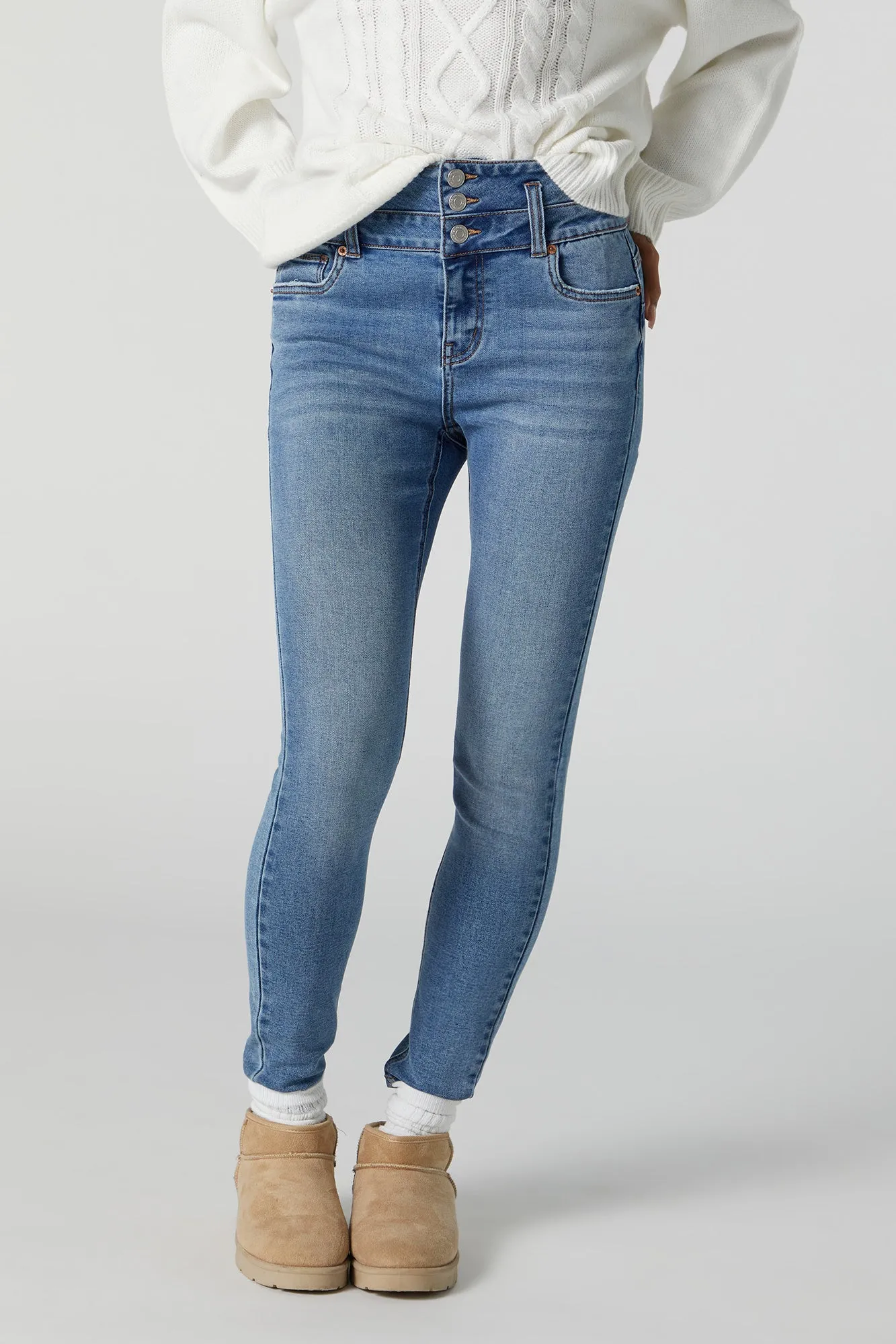 Ibiza Medium Wash Push Up Skinny Jean sold by Charlotte Russe product image thumbnail 2