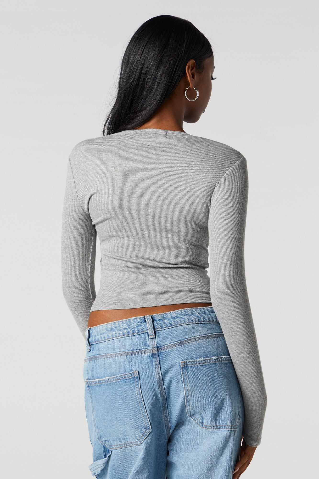 Ribbed Crewneck Long Sleeve Top sold by Charlotte Russe product image thumbnail 3