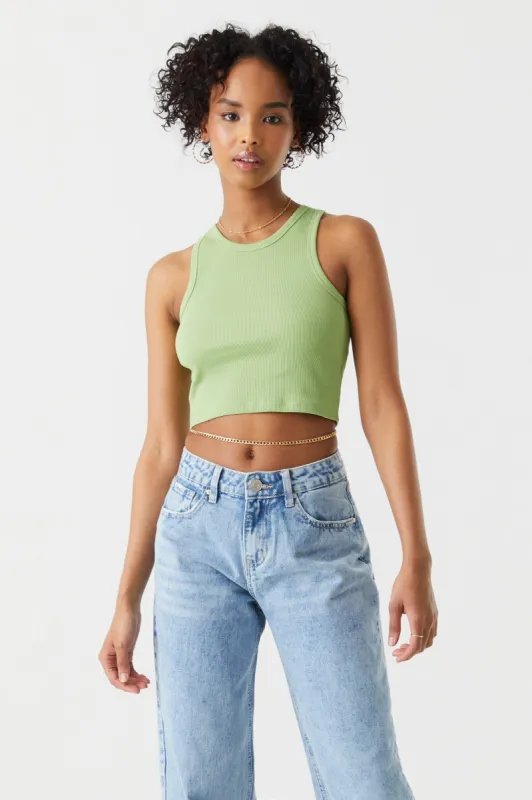 Ribbed High Neck Cropped Tank Top sold by Charlotte Russe