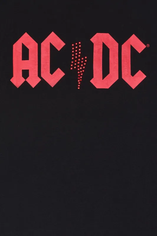 AC/DC Rhinestone Graphic Boyfriend T-Shirt sold by Charlotte Russe