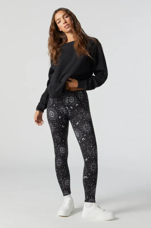 Celestial Print Faux Fur Lined Legging sold by Charlotte Russe