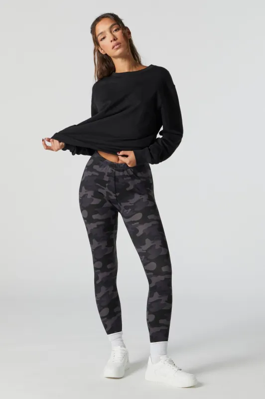Camo Print Faux Fur Lined Legging sold by Charlotte Russe