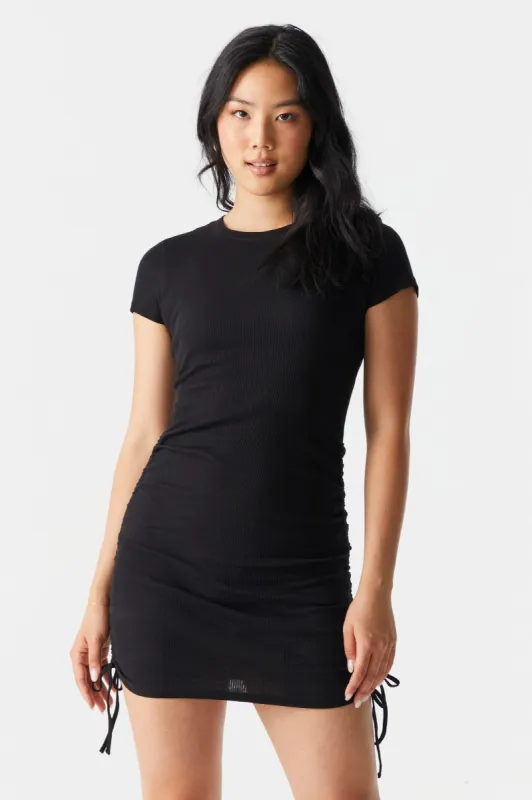 Short Sleeve Ruched Bodycon Dress sold by Charlotte Russe