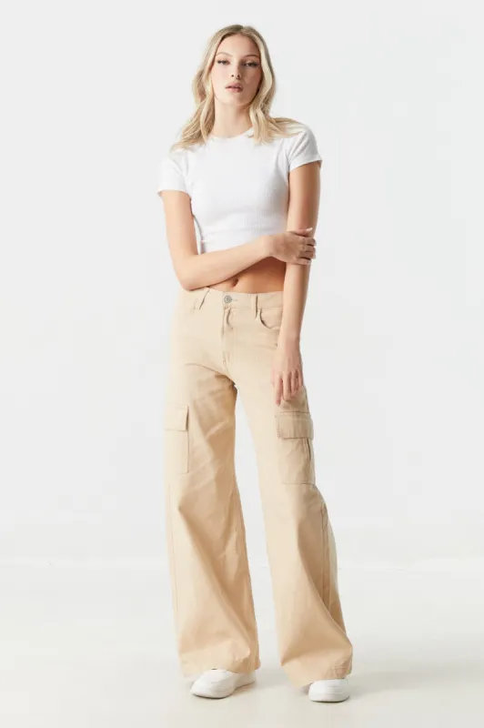 Low-Rise Cargo Wide Leg Pant sold by Charlotte Russe