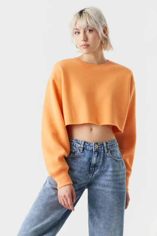 Raw Hem Cropped Sweatshirt sold by Charlotte Russe