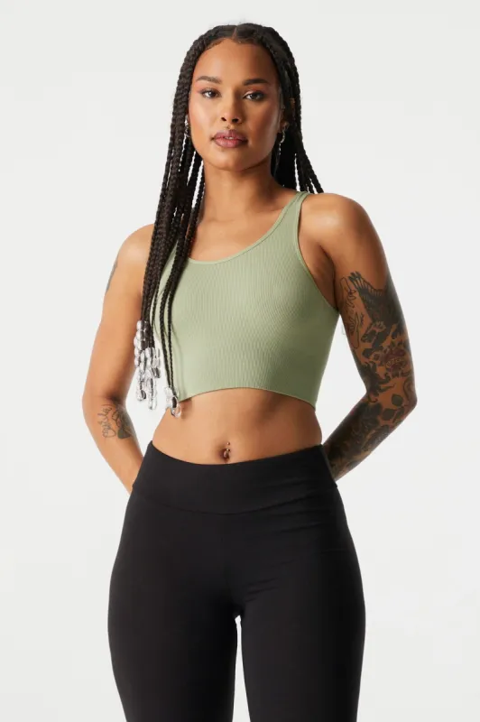 Dark Green Seamless V-Back Bralette sold by Charlotte Russe