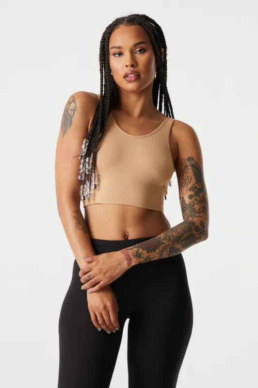 Light Brown Seamless V-Back Bralette sold by Charlotte Russe
