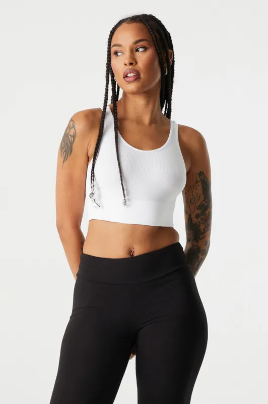 White Seamless V-Back Bralette sold by Charlotte Russe
