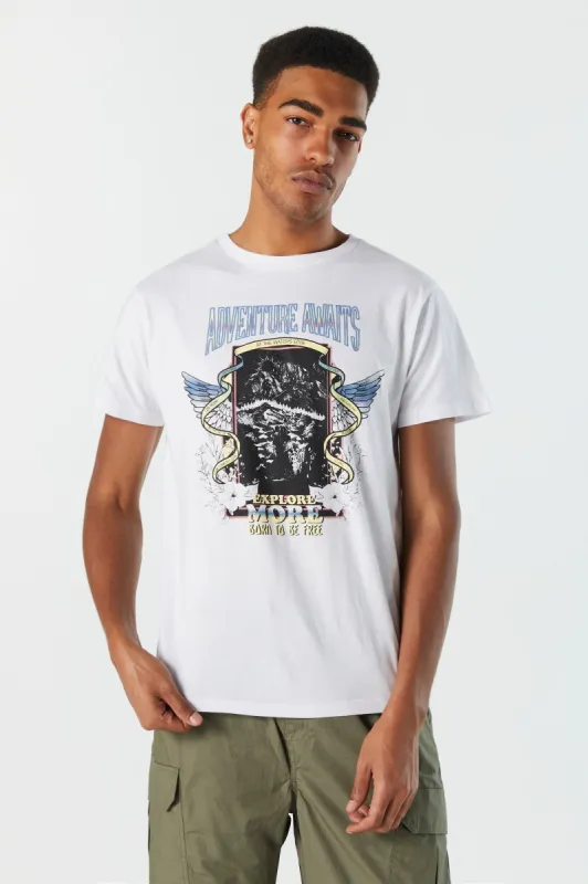 Adventure Awaits Graphic T-Shirt sold by Charlotte Russe