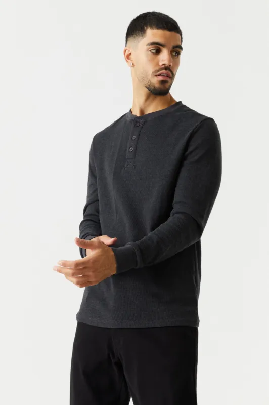 Thermal Long Sleeve Henley Top sold by Charlotte Russe