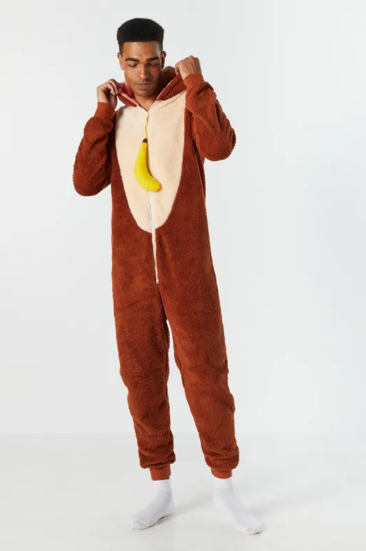 3D Monkey Hood Plush Onesie sold by Charlotte Russe