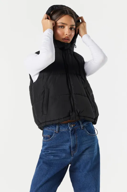 Sherpa Lined Hooded Puffer Vest sold by Charlotte Russe