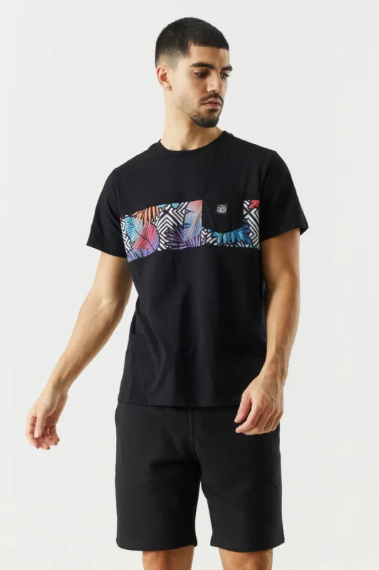 Colour Block Leaf Print T-Shirt sold by Charlotte Russe