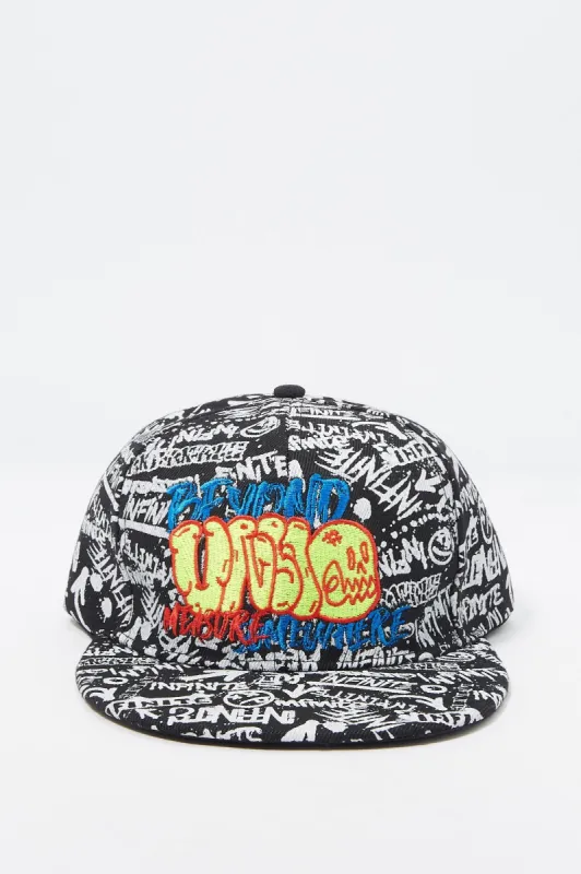 Graffiti Print Snapback Baseball Cap sold by Charlotte Russe