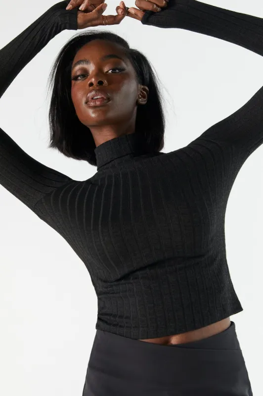 Ribbed Knit Cropped Turtleneck sold by Charlotte Russe