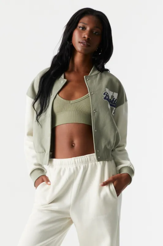 Chenille Embroidered Michigan Varsity Jacket sold by Charlotte Russe