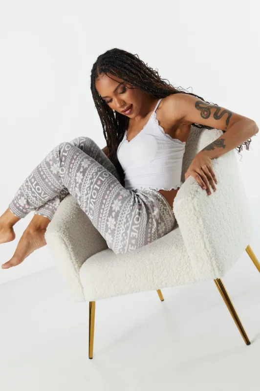 Snowflake Print Velour Pajama Jogger sold by Charlotte Russe