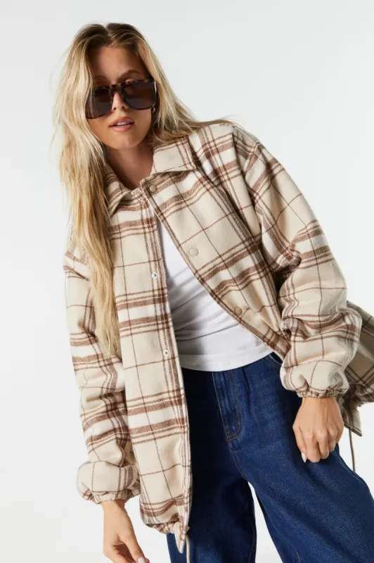 Oversized Plaid Coach Jacket sold by Charlotte Russe
