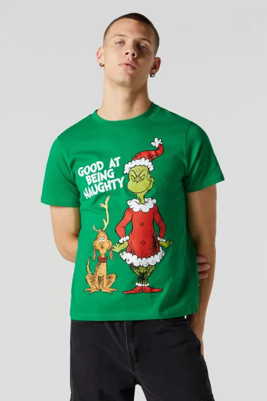 Being Naughty Grinch Xmas Graphic T-Shirt sold by Charlotte Russe