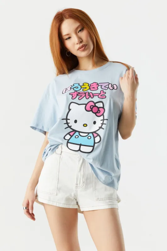Blue Hello Kitty Graphic Boyfriend T-Shirt sold by Charlotte Russe