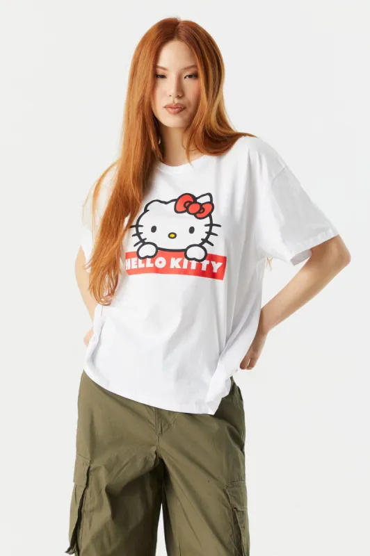 White Hello Kitty Graphic Boyfriend T-Shirt sold by Charlotte Russe
